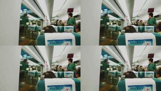 高铁动车车厢里的座位和乘客高清在线视频素材下载