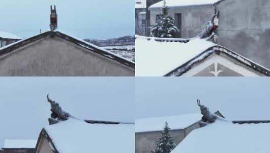 4K航拍农村雪景高清在线视频素材下载