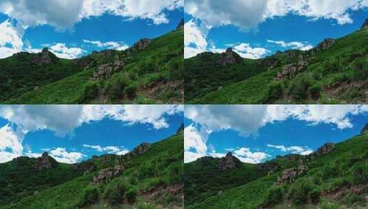 北京东灵山风景聚灵峡高山草甸蓝天白云延时高清在线视频素材下载