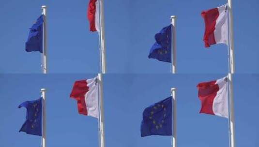 马耳他国旗与欧盟会旗高清在线视频素材下载