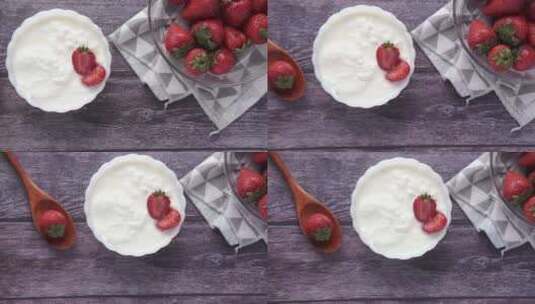 草莓酸奶高清在线视频素材下载