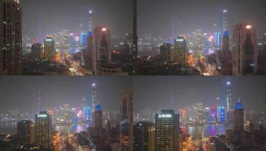 航拍上海 繁华夜景高清在线视频素材下载