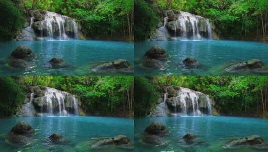 美丽大自然森林瀑布流水高清在线视频素材下载