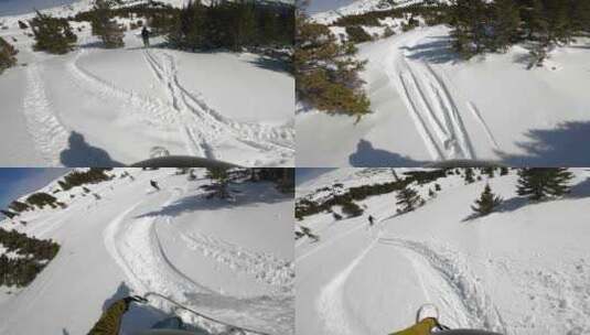 科罗拉多落基山脉野外滑雪和单板滑雪的视点高清在线视频素材下载