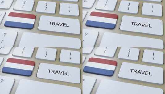 荷兰国旗和文字旅行按钮旅行到国家3D动画高清在线视频素材下载