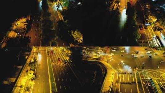 城市马路行驶的车辆车流夜景高清在线视频素材下载
