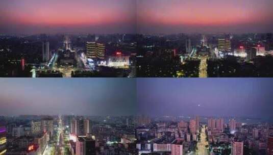 广东湛江城市夜幕降临航拍高清在线视频素材下载