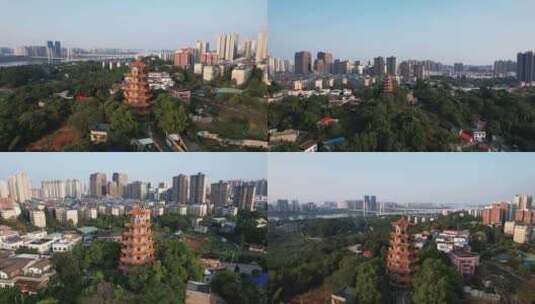 湖南湘潭万峰塔地标建筑航拍高清在线视频素材下载