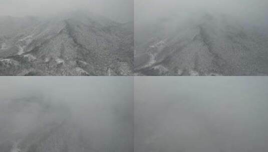 连绵起伏山川丘陵森林冬天雪景航拍高清在线视频素材下载