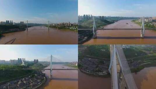 马桑溪大桥 长江大桥 跨江大桥 桥梁建设高清在线视频素材下载