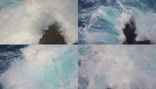 大海海浪浪花拍打礁石合集高清在线视频素材下载