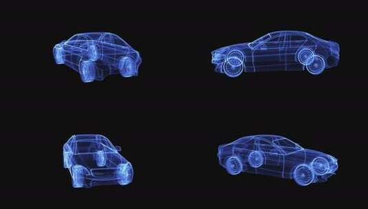 线框汽车的全息图高清在线视频素材下载
