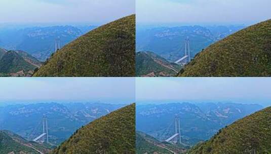 贵州花江峡谷大桥建设航拍高清在线视频素材下载