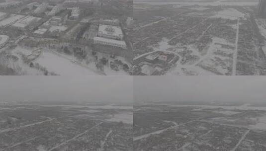 哈尔滨松北区冬季雪景航拍高清在线视频素材下载