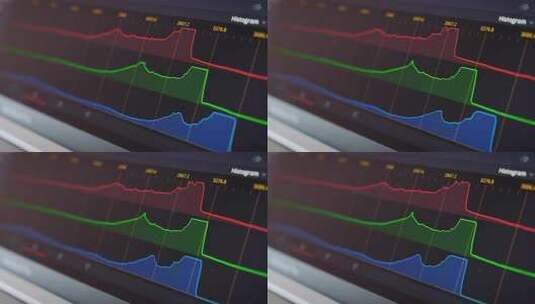 后期制作软件中颜色校准直方图。高清在线视频素材下载