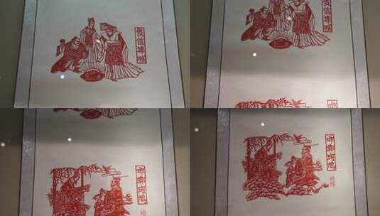 传统红色剪纸艺术品展示高清在线视频素材下载