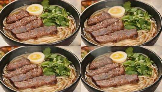 美味中式牛肉拉面餐饮美食特写高清在线视频素材下载