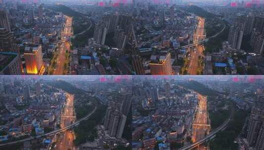 现代城市交通十字路口车流夜景繁华高清在线视频素材下载