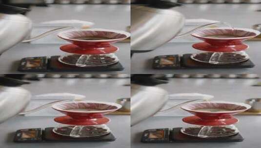 用热水泡过滤过的咖啡粉高清在线视频素材下载