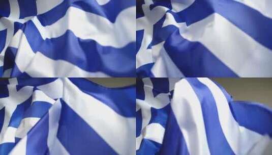 希腊国旗在风中飘扬 高清在线视频素材下载