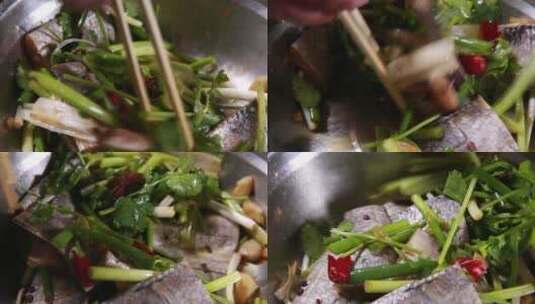 葱姜香料腌制带鱼去腥 (12)高清在线视频素材下载