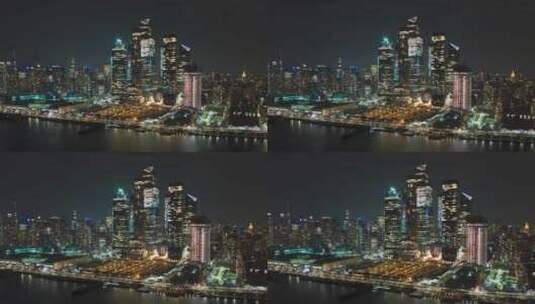 夜晚灯火通明的曼哈顿纽约高清在线视频素材下载