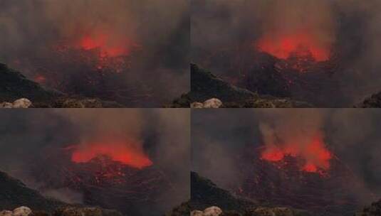 火山爆发喷出红色岩浆高清在线视频素材下载