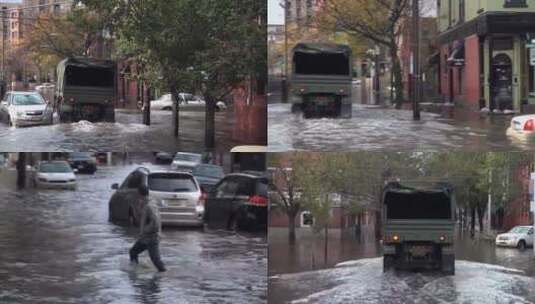 被洪水淹没的城市高清在线视频素材下载