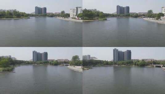 上海宝山区美兰湖4K航拍原素材高清在线视频素材下载
