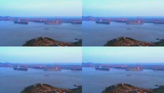 航拍上海大洋山洋山港高清在线视频素材下载