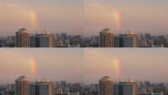 4K 城市上空的彩虹高清在线视频素材下载