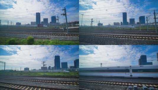动车高铁火车窗外风景高清在线视频素材下载