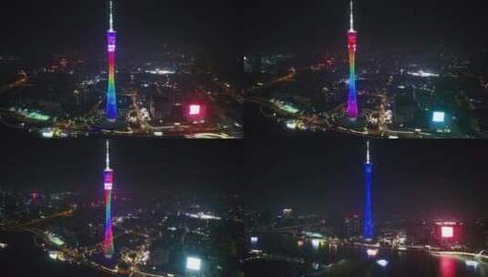 2022广州塔城市珠江新城夜景高清在线视频素材下载