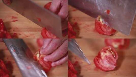 大厨切番茄高清在线视频素材下载