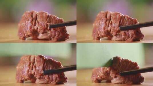 展示牛肉软烂肉质高清在线视频素材下载