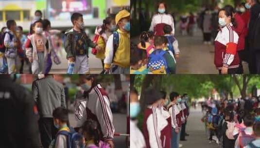 幼儿园放学-排队走出的孩子高清在线视频素材下载