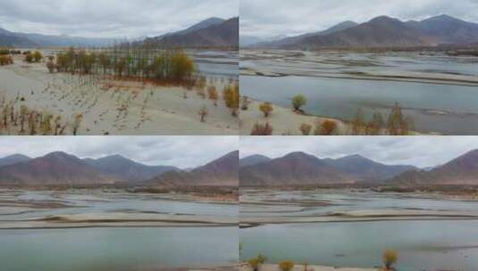 河流沙洲视频西藏风光尼洋河交错河流沙洲岛高清在线视频素材下载