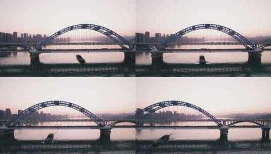 航拍杭州钱塘江上大桥高清在线视频素材下载