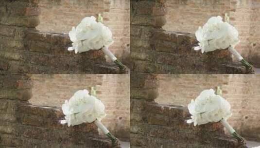 废弃建筑中的新娘花束高清在线视频素材下载