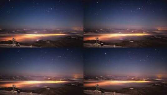 五颜六色的日落中的冬季风景高清在线视频素材下载