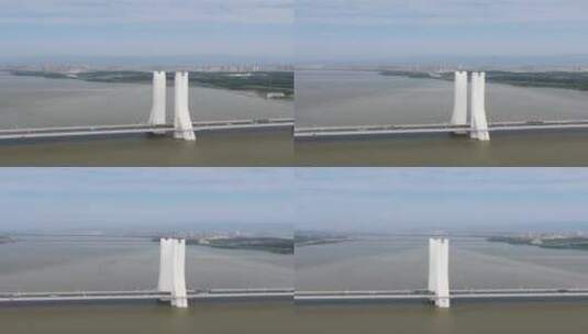 航拍城市斜拉桥高清在线视频素材下载