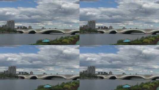 北京城市副中心大运河沿岸的建筑群高清在线视频素材下载