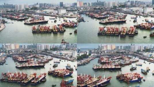 广西北海港口繁忙航拍高清在线视频素材下载