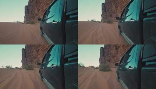 汽车行驶在沙漠中高清在线视频素材下载