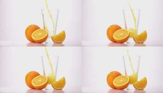 往杯子里倒橙汁高清在线视频素材下载