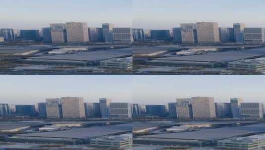 城市航拍南京会展中心竖屏高清在线视频素材下载