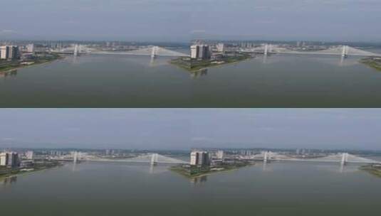 城市航拍湖南益阳九洲大桥高清在线视频素材下载