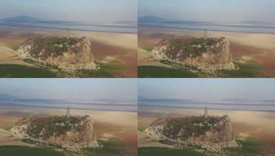江西省九江市鄱阳湖鞋山枯水期航拍高清在线视频素材下载