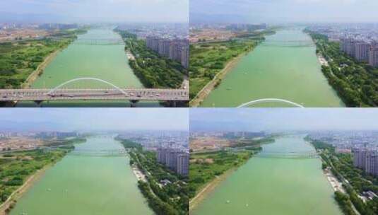 衢州市区衢江大桥航拍高清在线视频素材下载