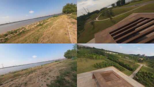 郑州段黄河母亲河穿越机航拍4K黄河风景区高清在线视频素材下载